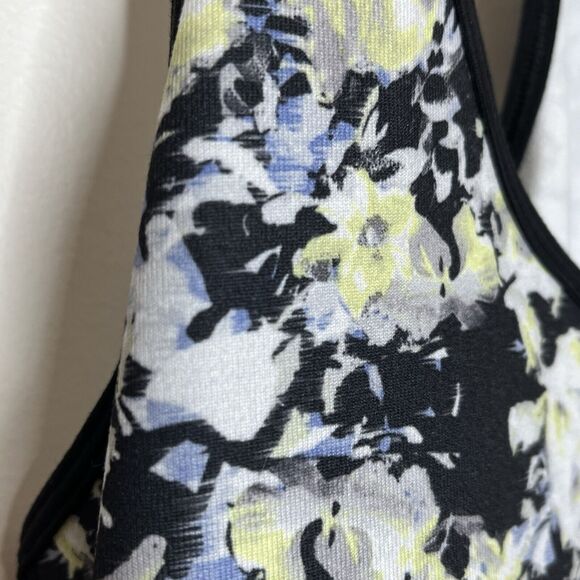 Lululemon Cool Racerback Tank Top Black Blue Yellow Floral Print Womens 8 - Picture 3 of 6